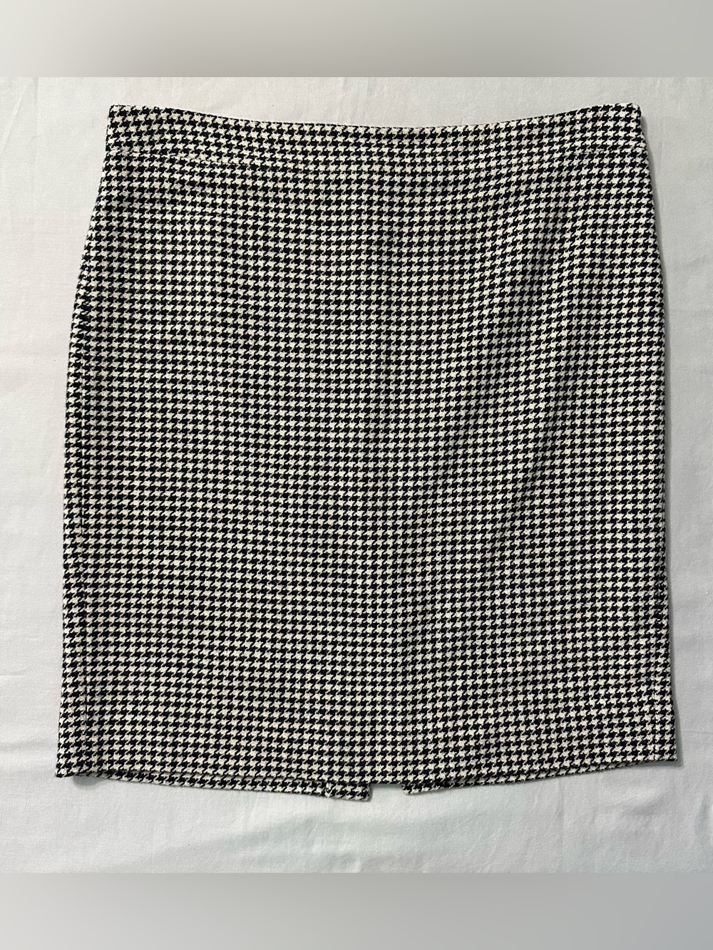 J.Crew The Pencil Skirt Black White Houndstooth Wool Blend Career Sz 14